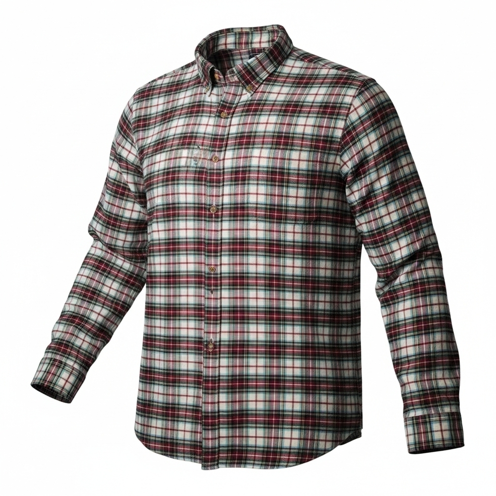 Lands' End Men's Green Red White Plaid Flannel Button Down Shirt Size 2XLT
